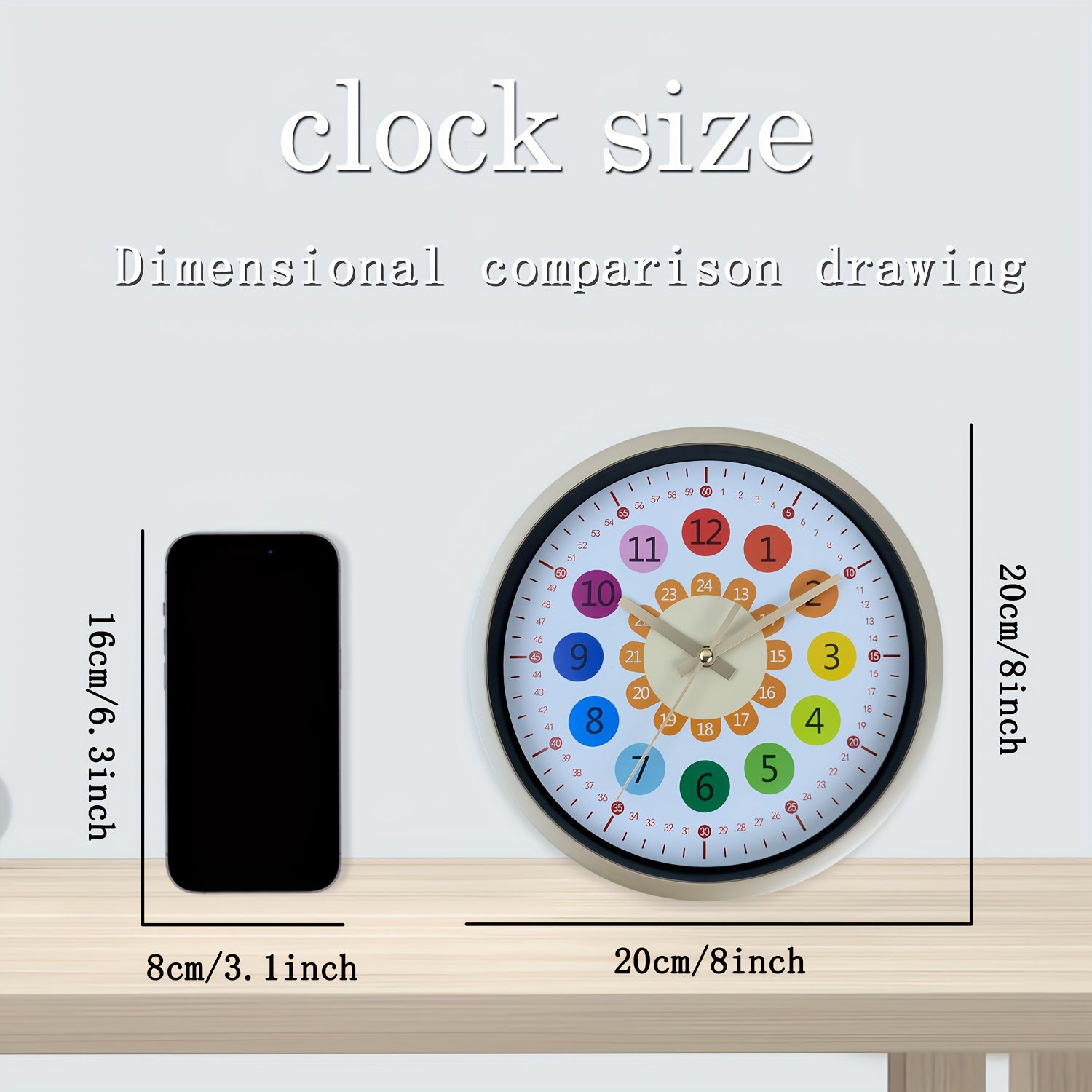 8-inch Kunststof Wandklok - Zonnebloem Ontwerp, Stille Klok