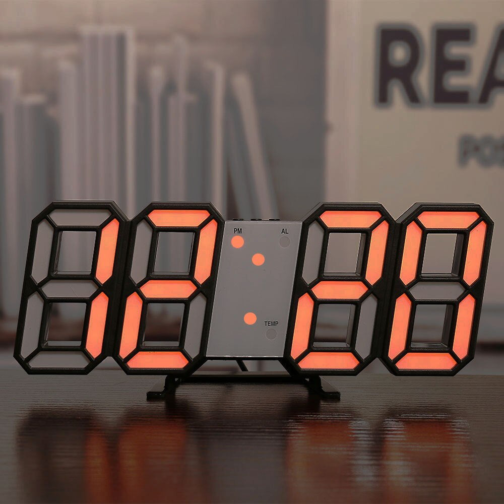 LED Digital Wall Clock - Temperature and Alarm