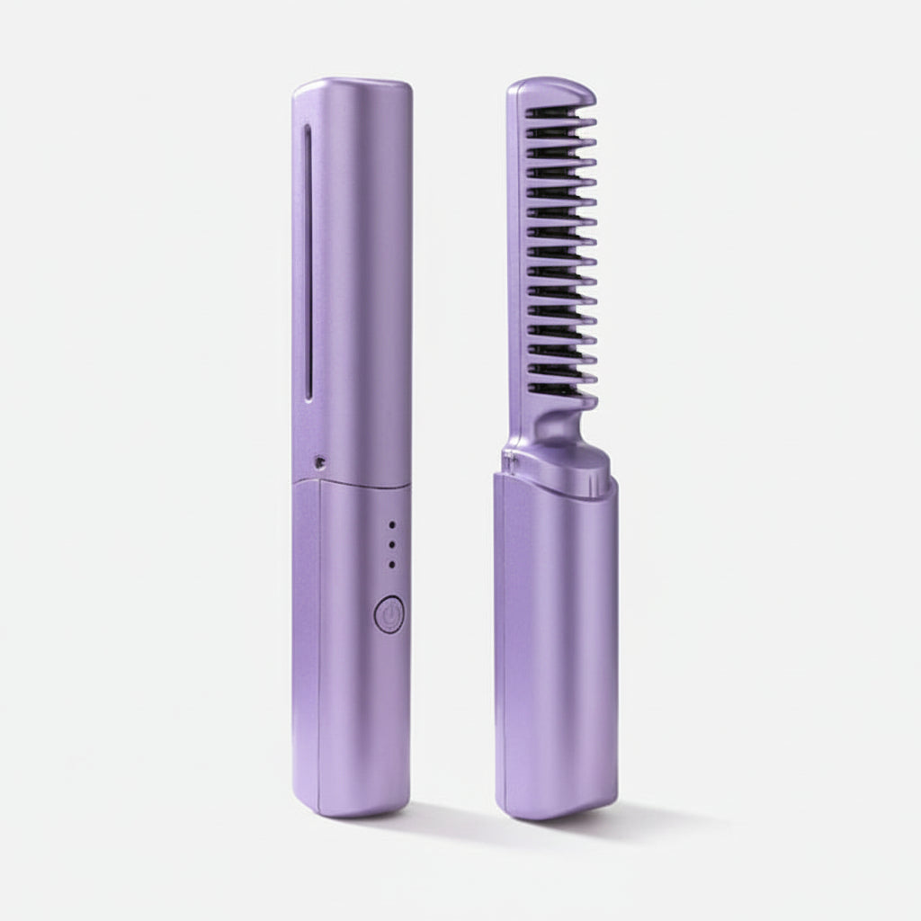 Spazzola Piastra Capelli Senza Fili Portatile Antipiega Compatta