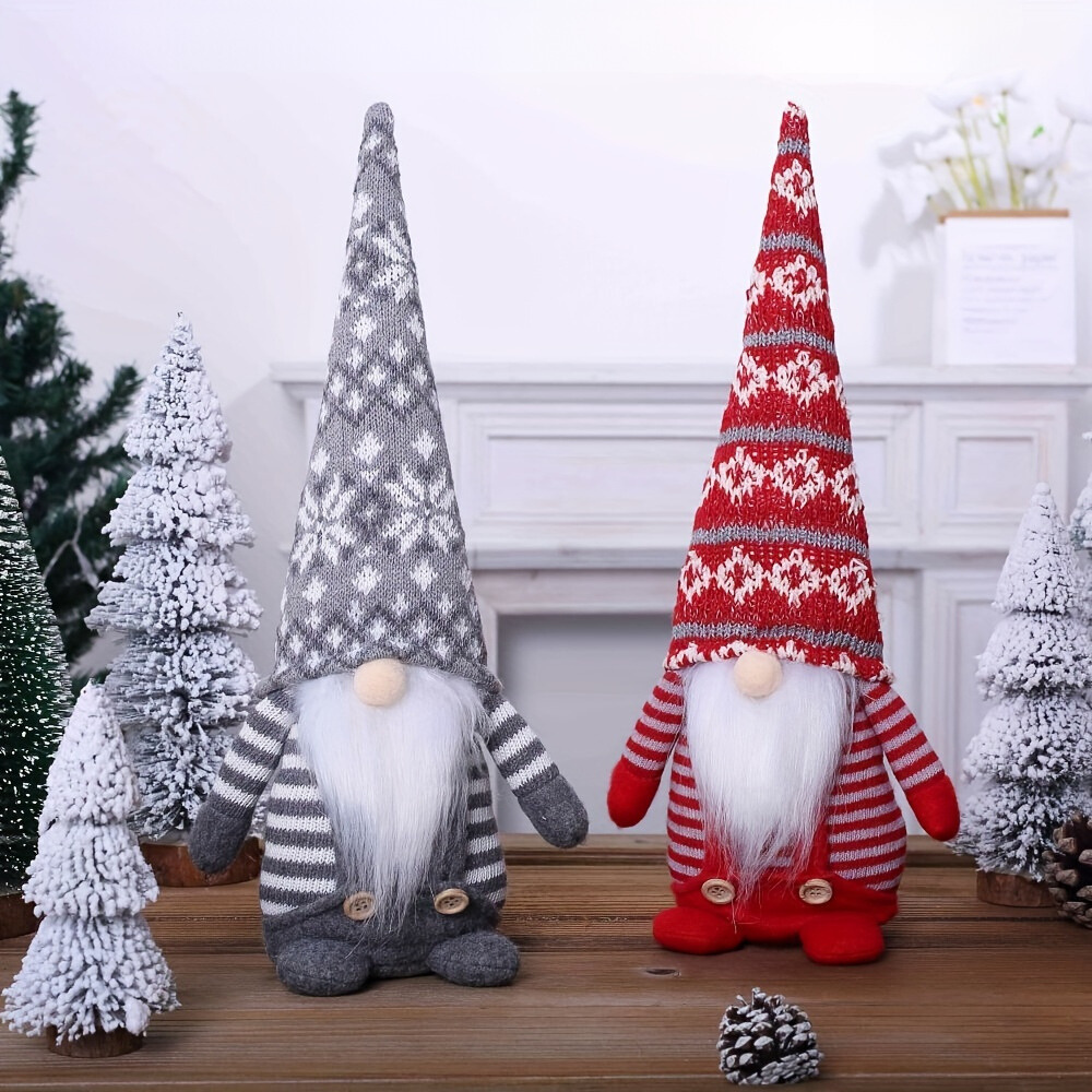 StoneCraft - 2 Stuks Traditionele Kabouterbeeldjes Set voor Kerstdecoratie