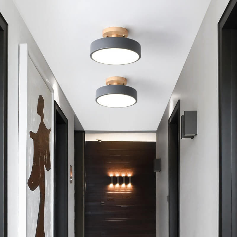 Scandinavian Style Round LED Semi-Recessed Ceiling Lamp