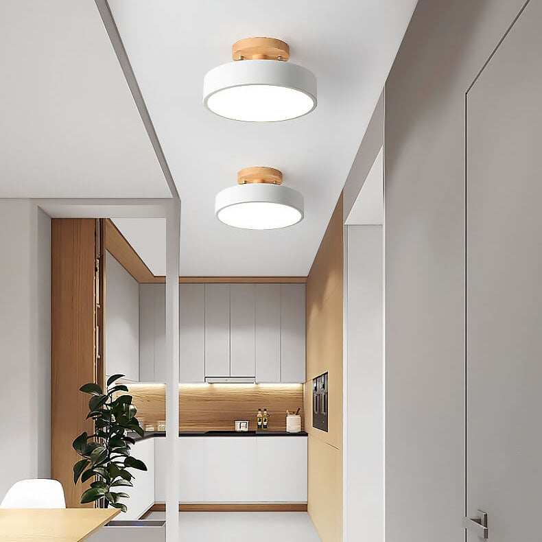 Scandinavian Style Round LED Semi-Recessed Ceiling Lamp