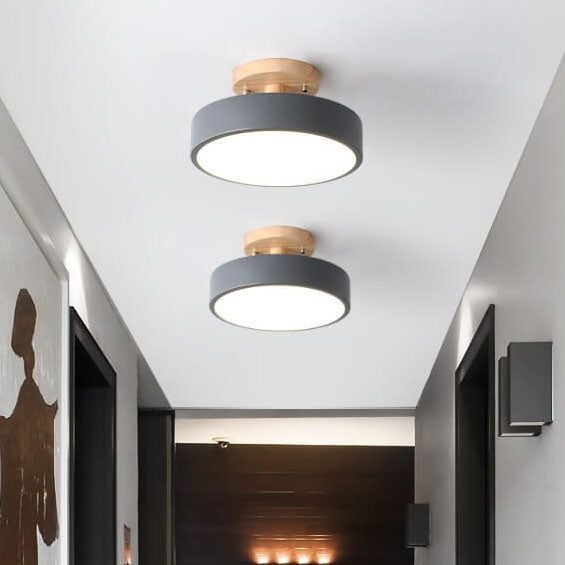 Scandinavian Style Round LED Semi-Recessed Ceiling Lamp