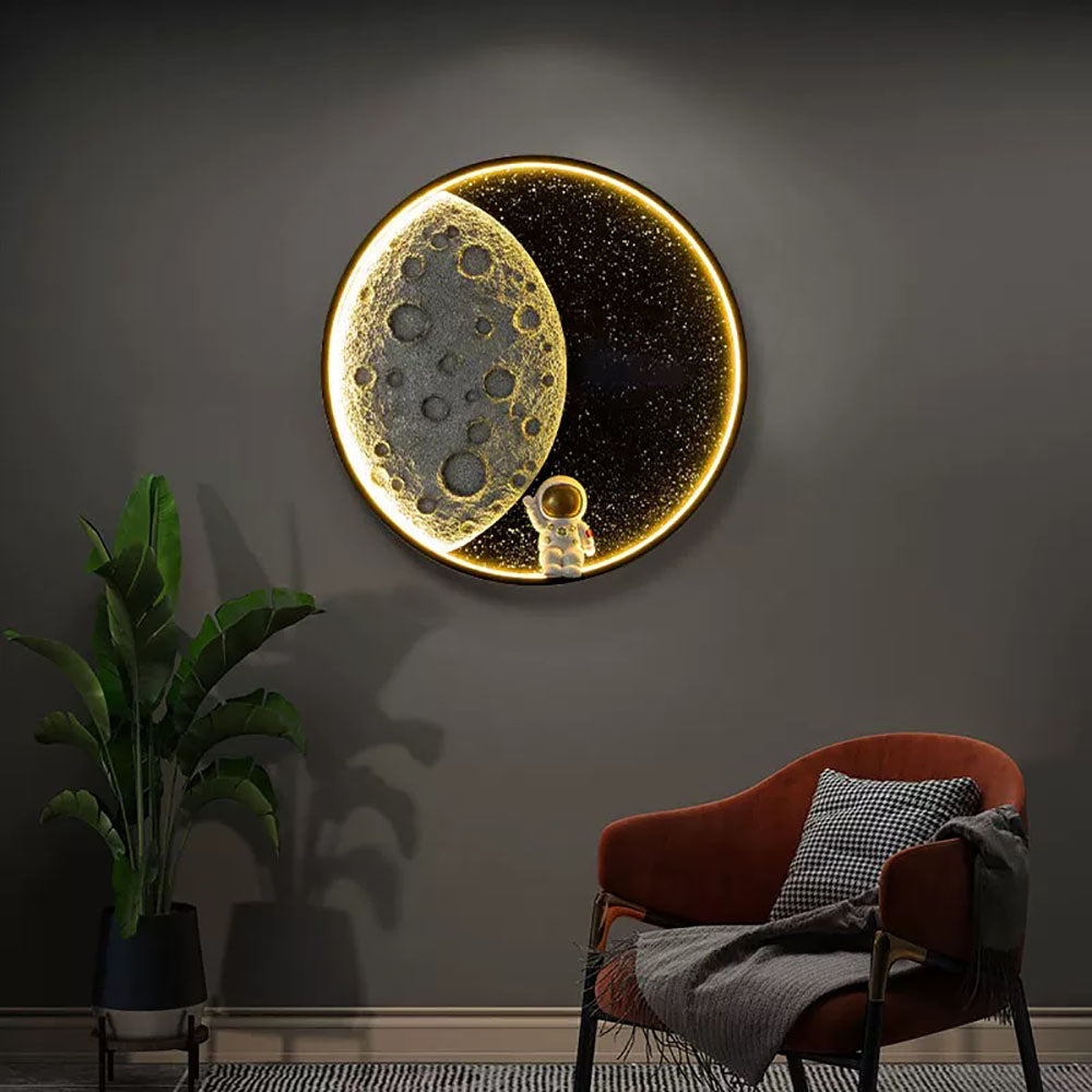 Elif Moderno Astronauta Maan Lámpara de Pared LED Dormitorio/Infantil Interior Metal Regulable