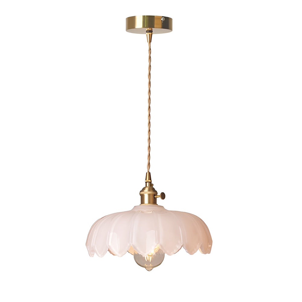 BrassBloom - Vintage Hanglamp van Glas en Messing voor Woonkamer en Eetkamer