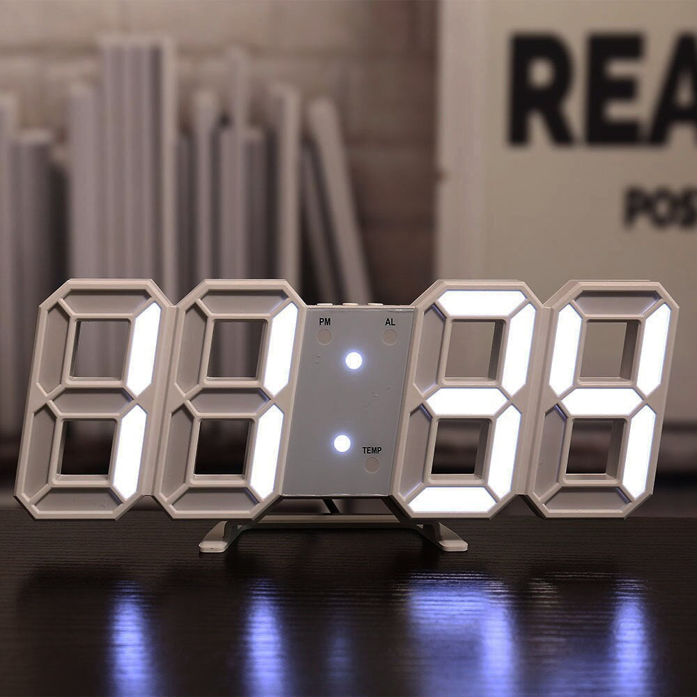 LED Digital Wall Clock - Temperature and Alarm