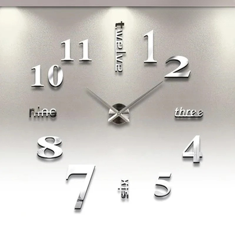 Reloj de pared DIY 3D con números romanos para decoración moderna