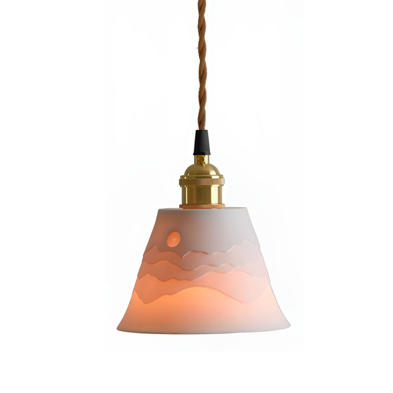 MountainGlow - Mid-Century Ceramic Pendant Lamp with Mountain Motif