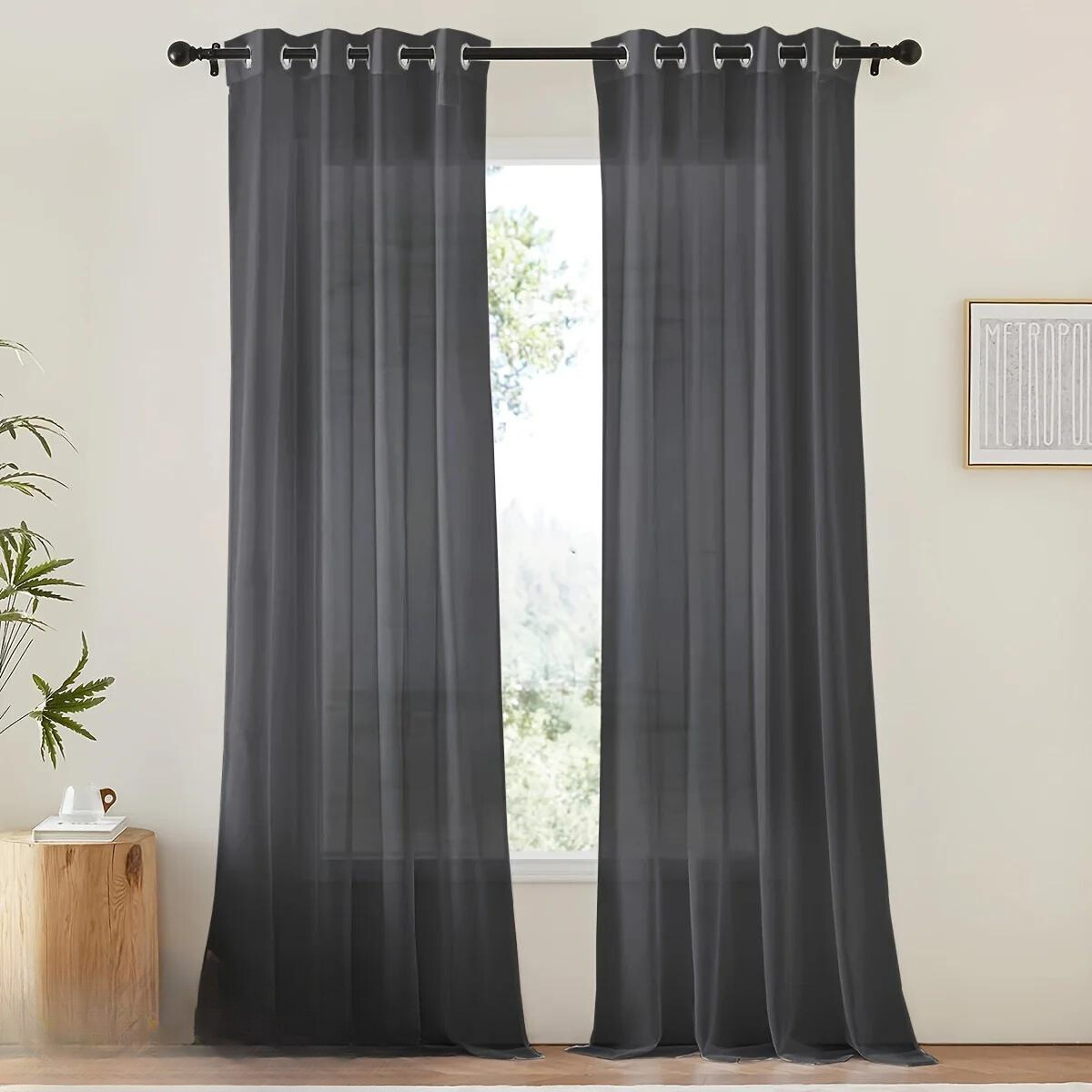 Tende in voile bianco leggero - 2 pezzi con occhielli per soggiorno e camera da letto