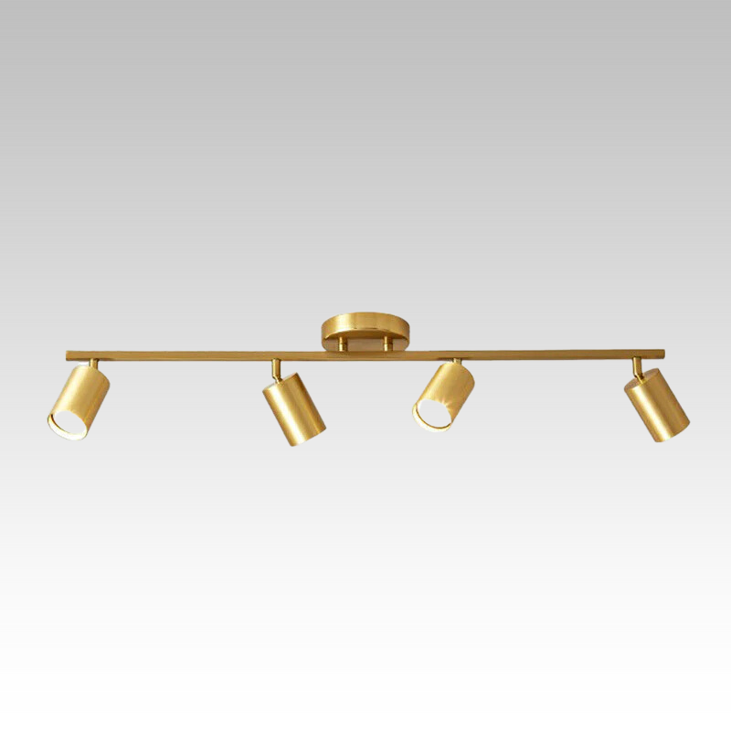 Minimalistische LED Plafondlamp met Gouden Tubulaire Track en Metalen Kap