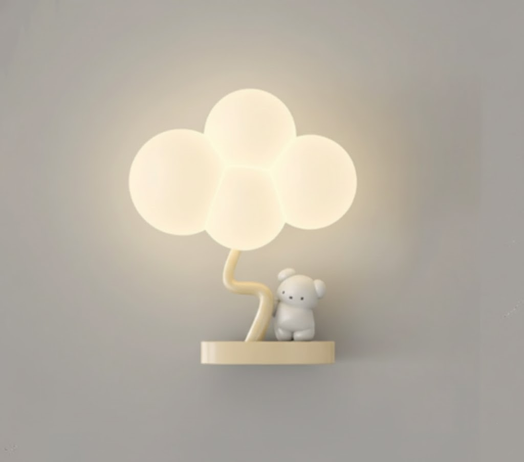 CartoonAirplane - Kinderkamer Wandlamp met Sterren, Regenboog en Vliegtuig Design