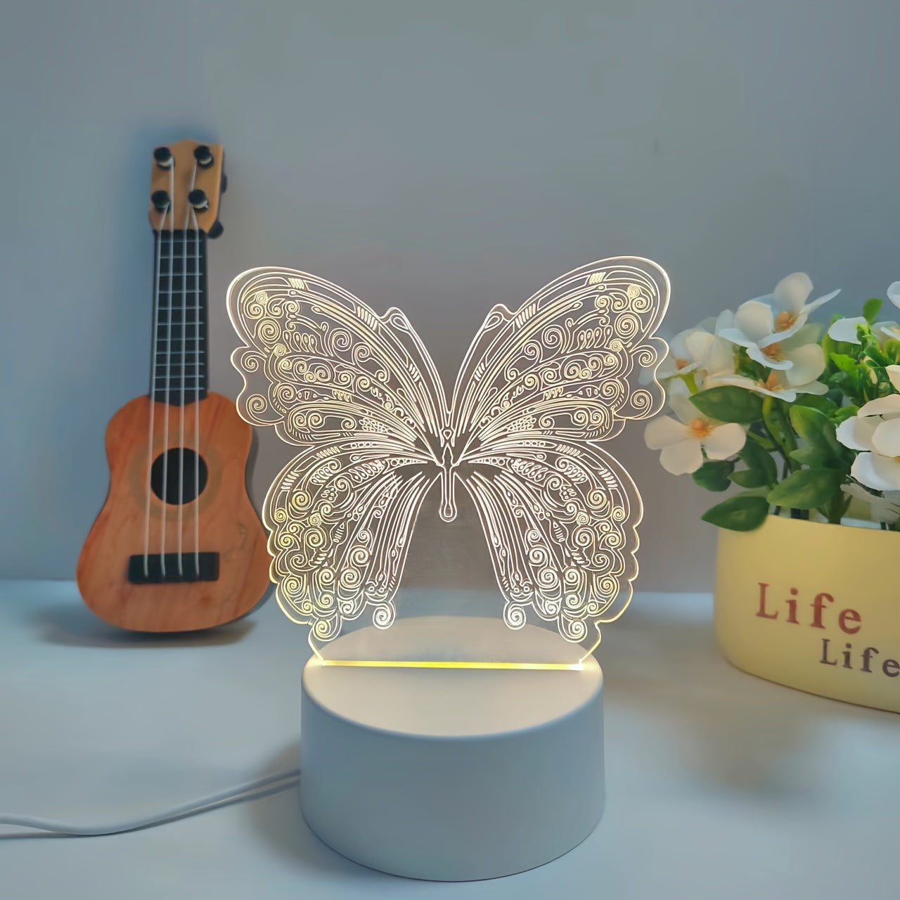 ButterflyGlow - Lámpara nocturna LED 3D con diseño geométrico