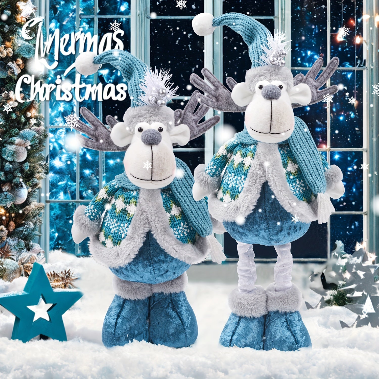 FestiveStijl - Grote Kerstdecoratieset (Kerstman, Rendier, Sneeuwpop & Kabouter)