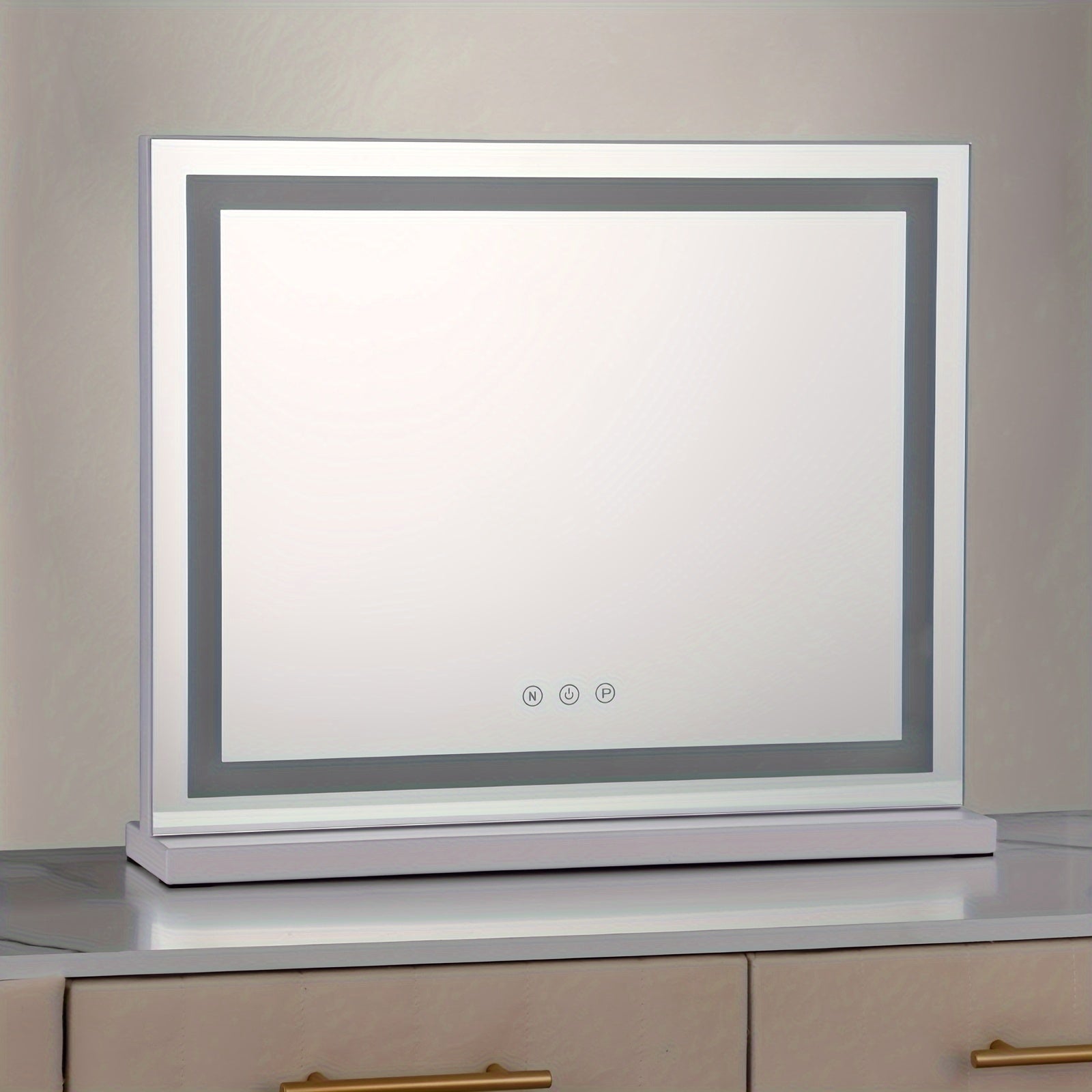 LED Make-up Mirror – Horizontal Light Strip, Smart Touch Control, USB-Powered, Portable Glowing Mirror