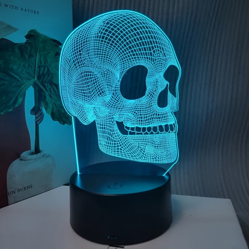 SkullGlow - 3D LED Skull-Shaped Table Lamp with USB Power Supply