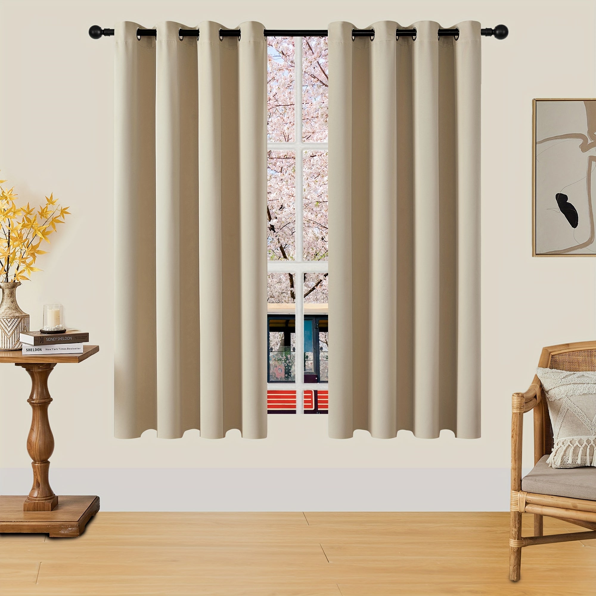 Tende Oscuranti - 2 Pezzi Tende Moderne in Poliestere con Isolamento Termico e Anelli