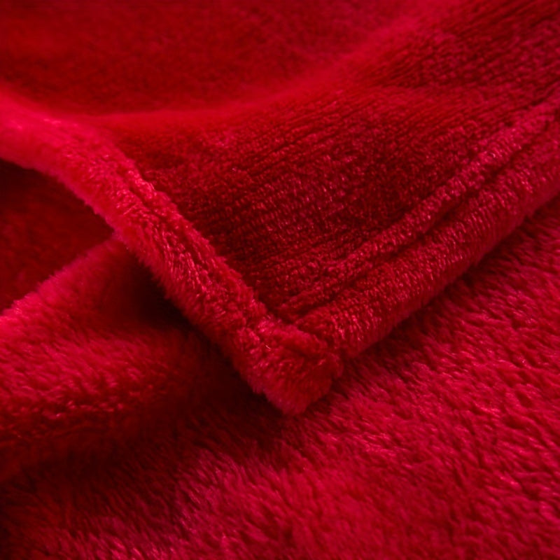 1pc Spessa Coperta Rossa in Flanella, Morbida Calda Coperta da Lancio, Coperta da Nanna per Divano, Ufficio, Letto, Campeggio e Viaggi, Coperta Regalo Multifunzionale per Tutte le Stagioni