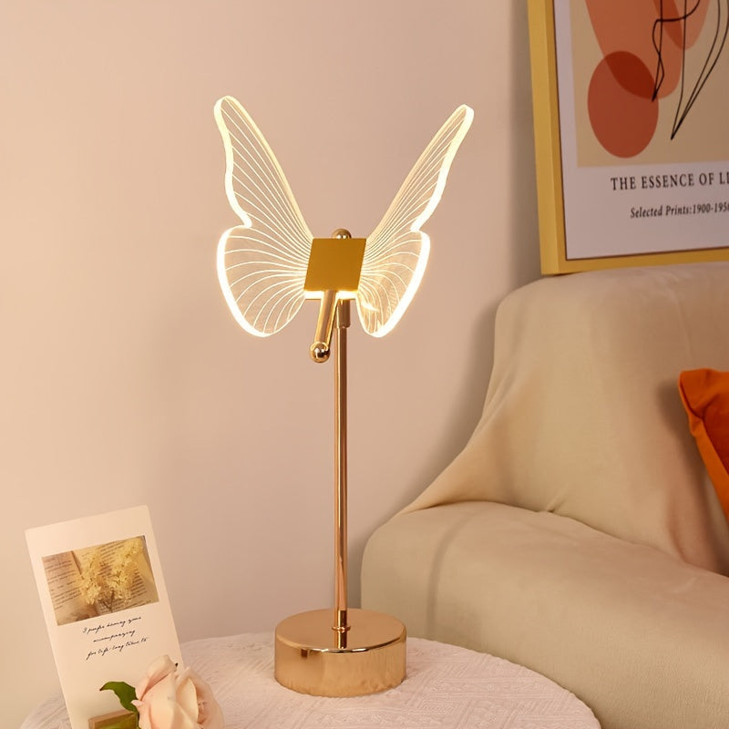 LumiButterfly - Lámpara de mesa con forma de mariposa alimentada por USB, lámpara nocturna LED artística