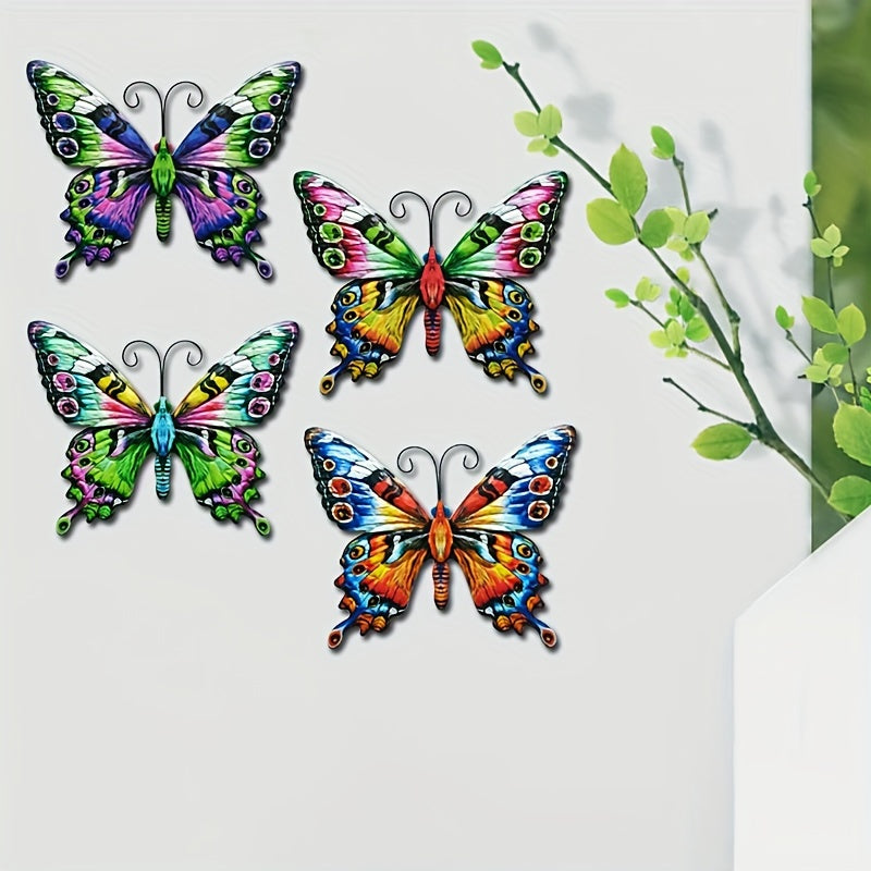 4 piezas Decoración de pared de mariposas de metal