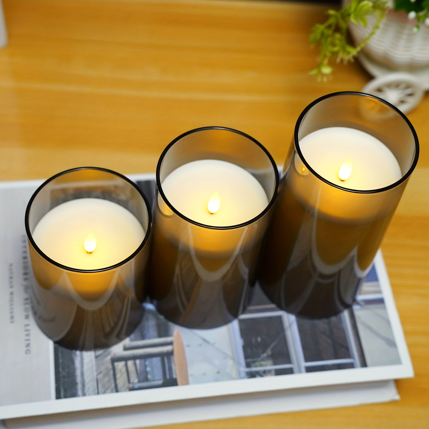 Candela LED senza fiamma con telecomando – Grigio