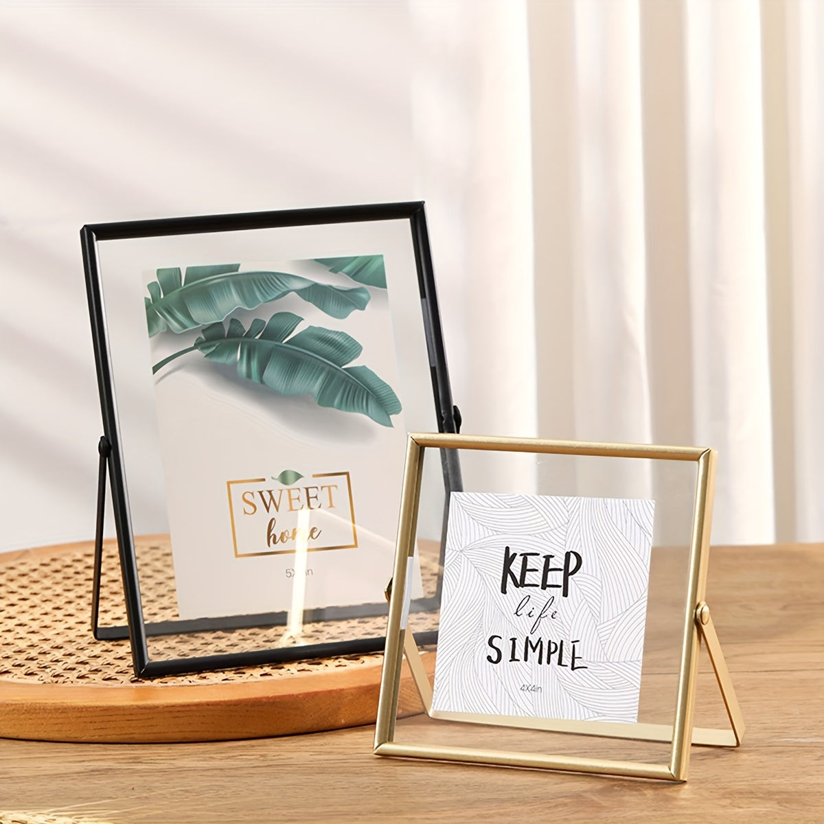 Elegante Metalen Fotolijst - 10.16cm of 15.24cm Enkele Foto Weergave, Modern Goud & Zwart Ontwerp voor Thuis en Kantoor