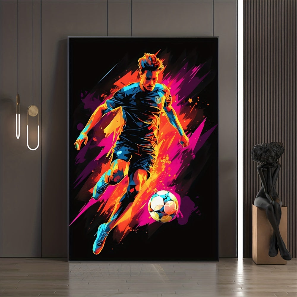 3-delige Canvas Poster Set - Modern Art, Abstract Voetbal Poster, Decoratieve Game Controller Kleurensplash, Wanddecoratie zonder Lijst