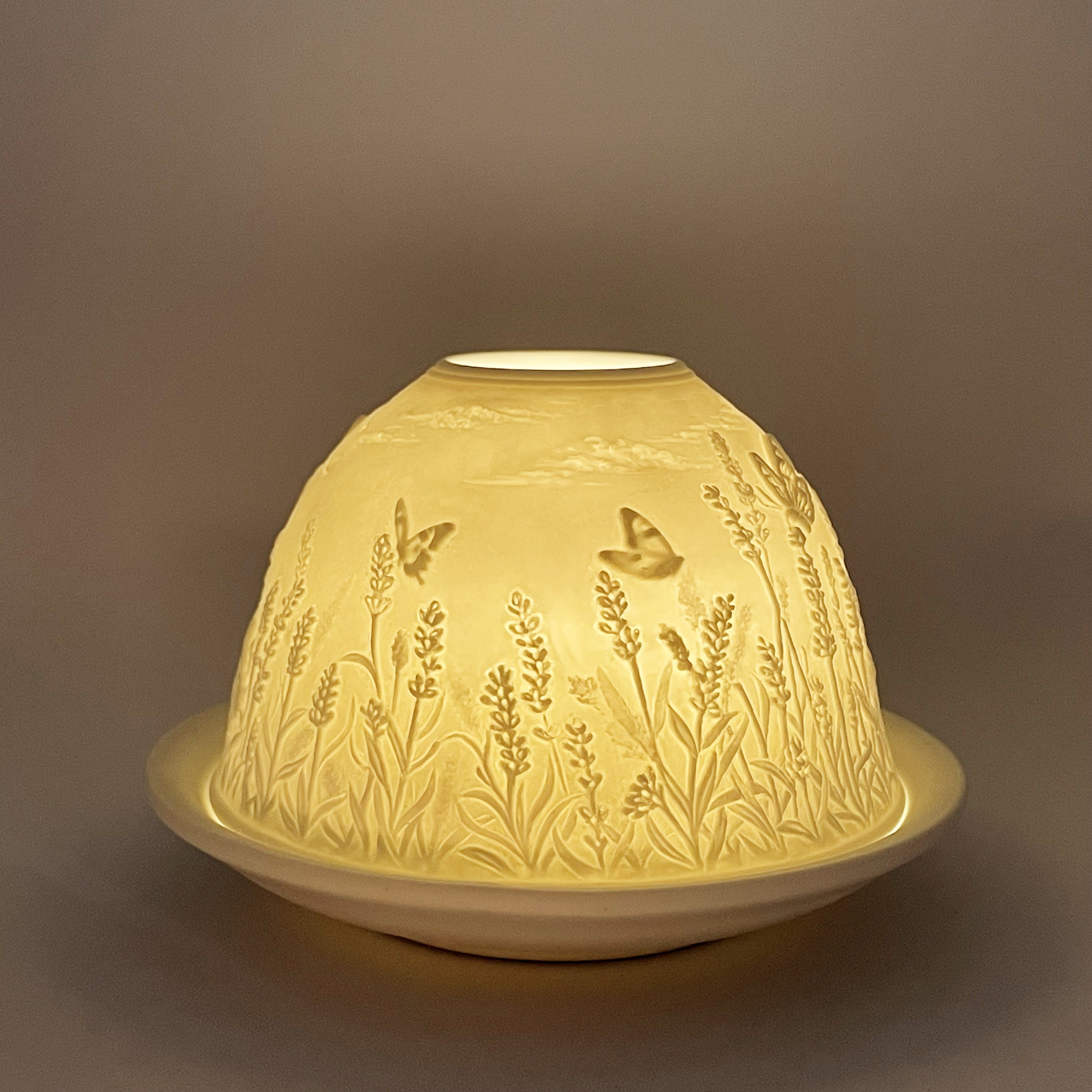 Porseleinen Theelichthouder Set - Lavendel Vlinder Design, 3D Kaarsenhouder voor Woonkamer en Eettafel Decoratie