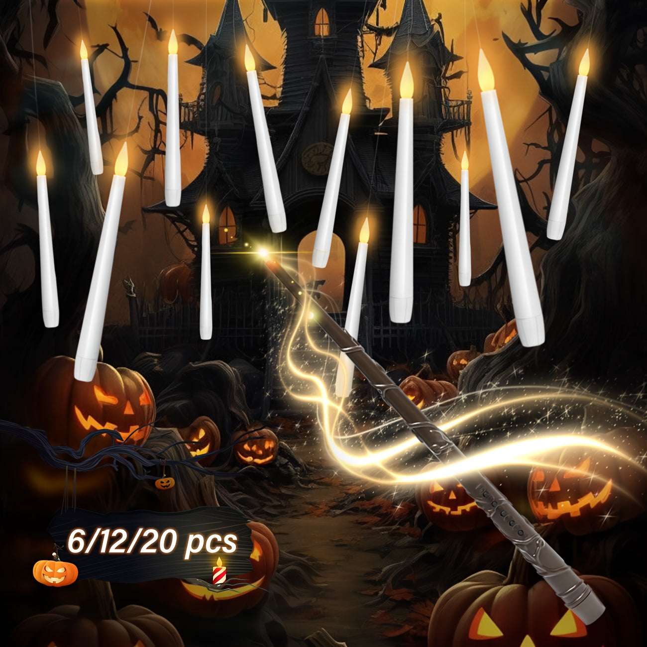 Set de 12 Velas LED Flotantes con Control Remoto – Alimentadas por Batería, Perfectas para Navidad, Halloween y Decoración del Hogar