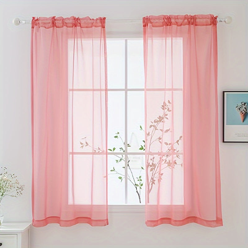 Cortinas semitransparentes - Paquete de 2 cortinas ligeras y transpirables de poliéster para dormitorio y puertas de terraza