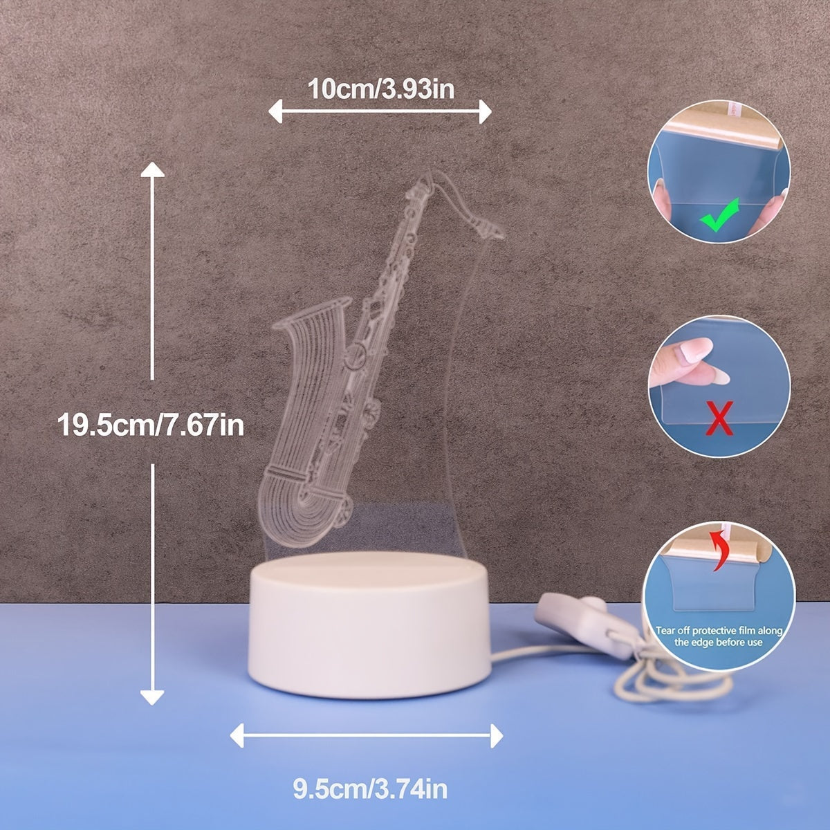 SaxGlow - 3D Saxofoon LED Nachtlamp, USB-Aangedreven Tafellamp