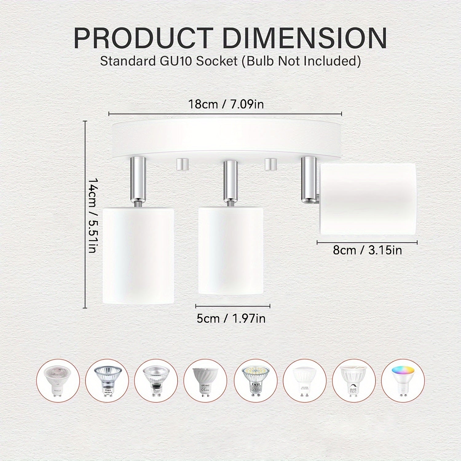FlexiLight - Plafoniera con 3 luci e teste orientabili, base GU10