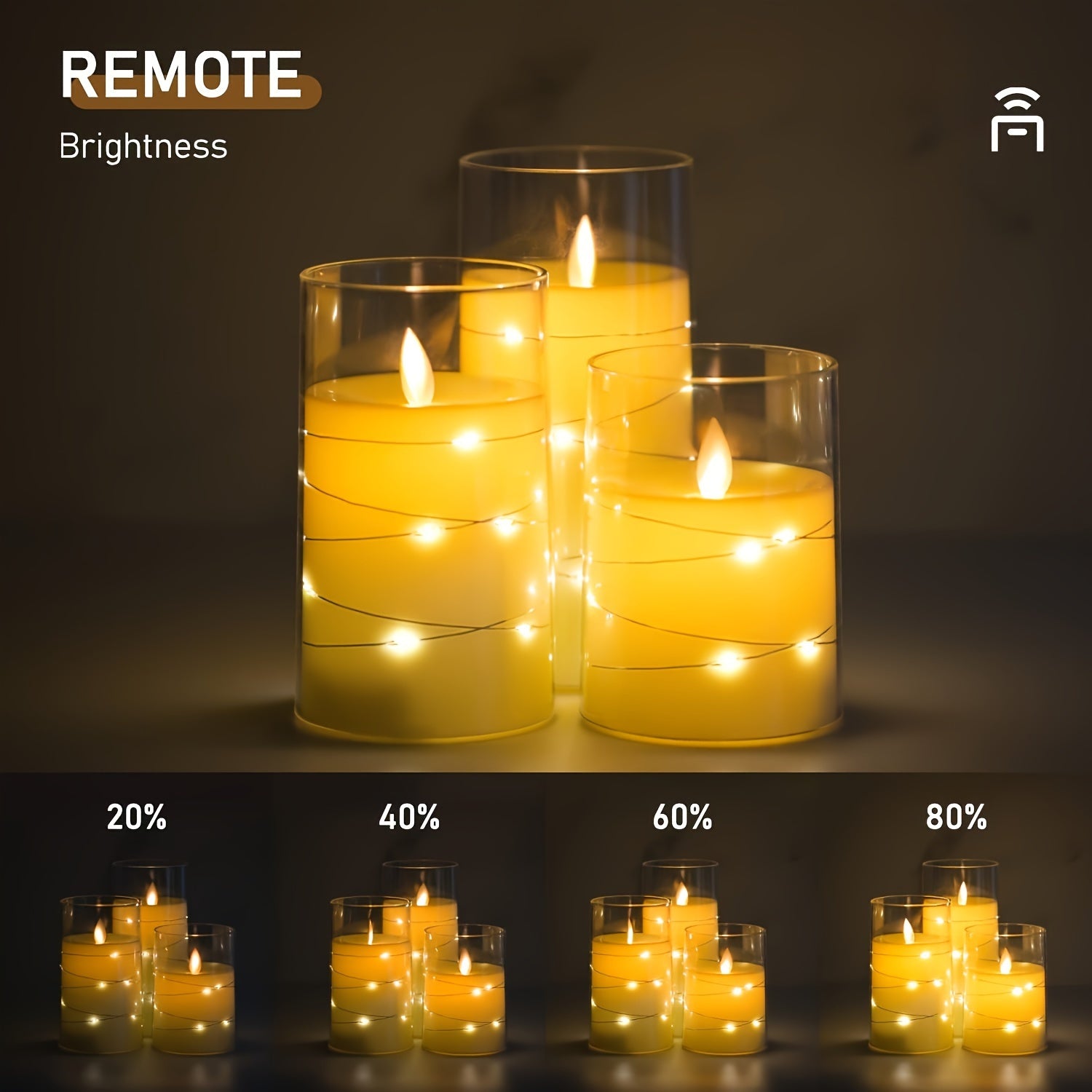 Set di 3 Candele LED Romantiche con Telecomando - Luminosità Regolabile e Funzione Timer, Ideali per Feste, Matrimoni e Decorazioni per Hotel