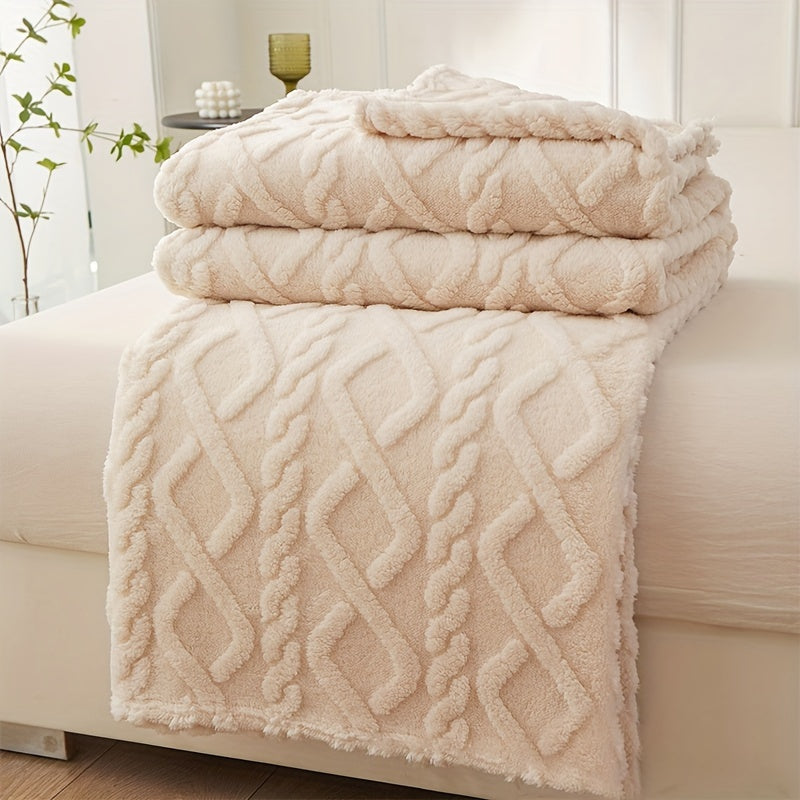 Lamb Fleece Blanket - Soft Warm Multifunctional Flannel Blanket for Bed, Couch, and Travel