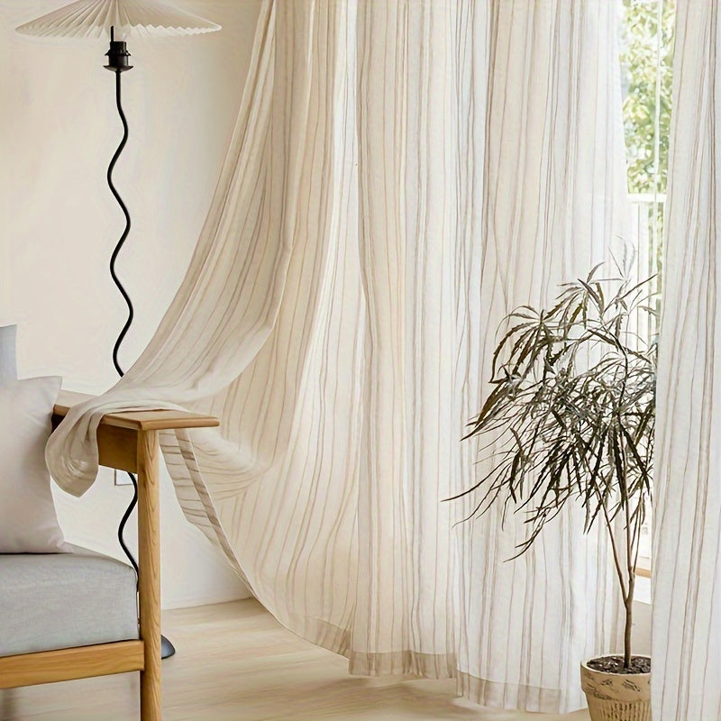 Gxi Tende Vintage - Tende Semi-trasparenti Ricamate a Righe 2 Pannelli