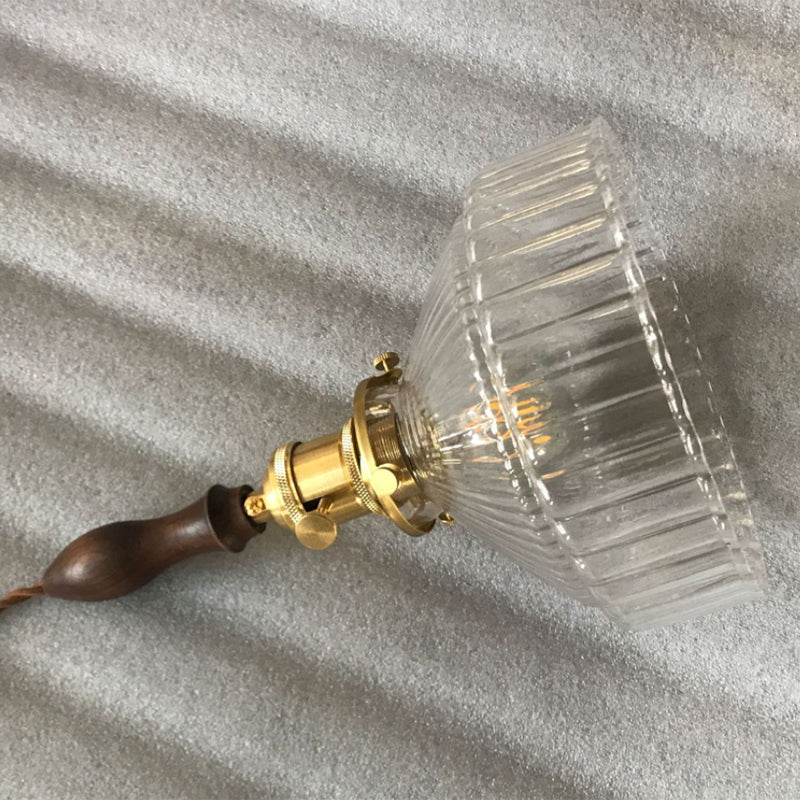 Rustic Loft Pendant Lamp 1-Light Clear Ribbed Glass Ceiling Light