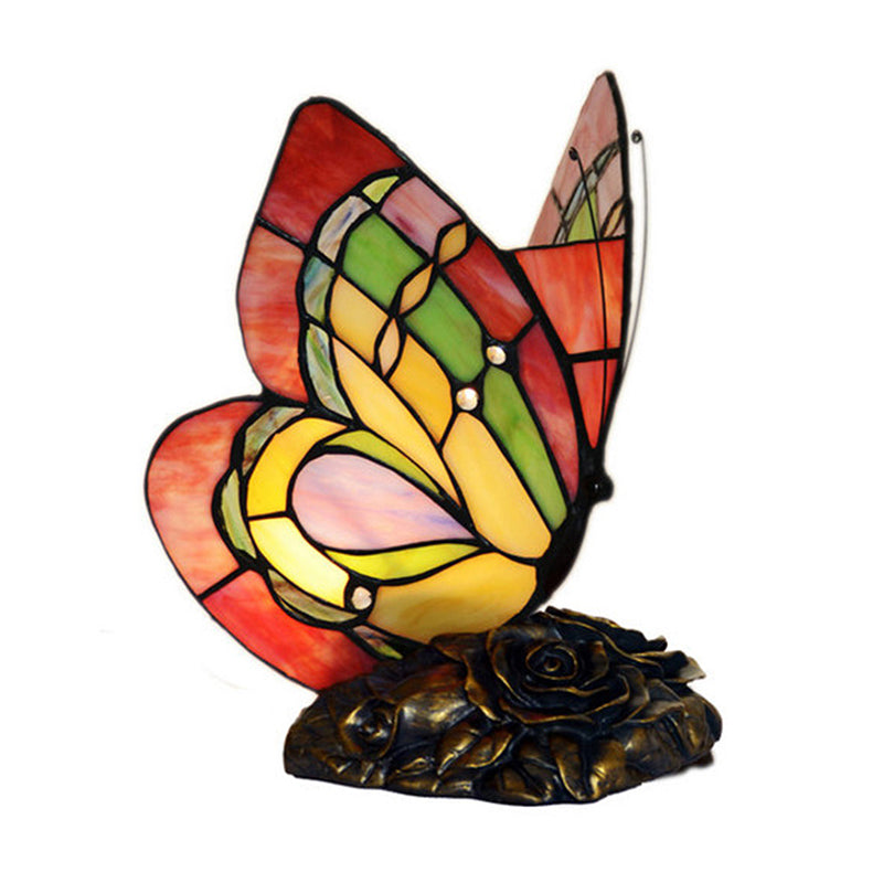 GardenGlow - Victorian floral resin table lamp with butterfly
