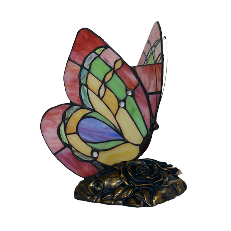 GardenGlow - Victorian floral resin table lamp with butterfly