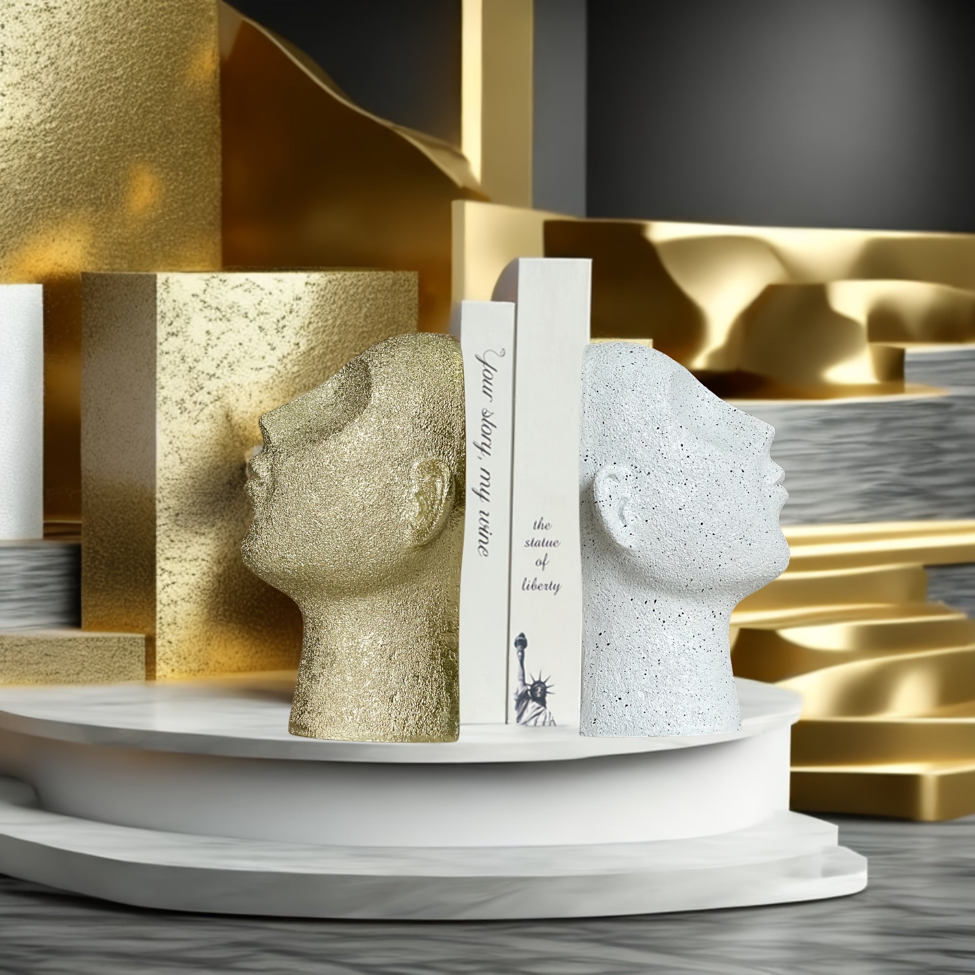 FantasyHead - Fermalibri Testa di Harsen - Fermalibri Decorativo per Diverse Stanze