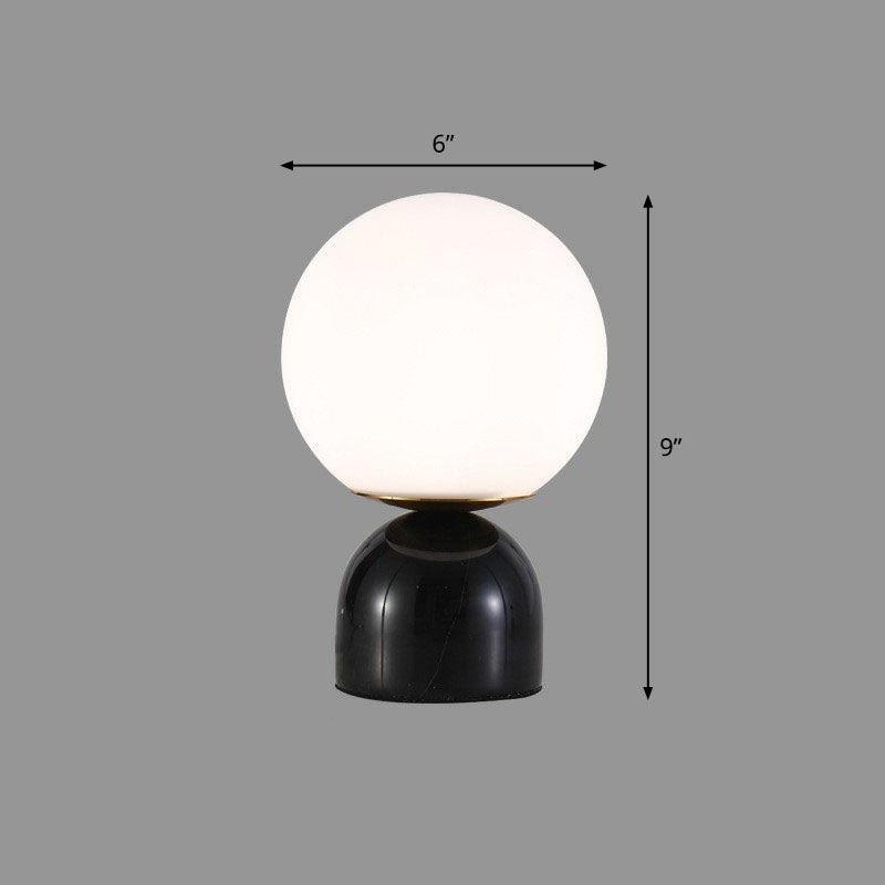 NordicGlow - Lámpara de mesa moderna con base de mármol y bola de cristal