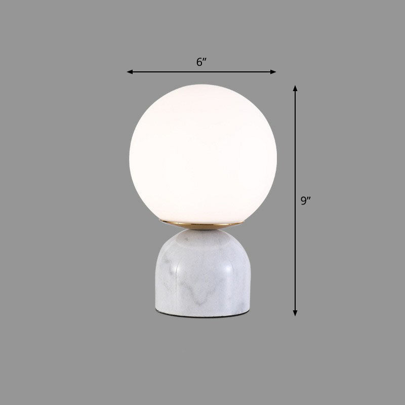 NordicGlow - Lámpara de mesa moderna con base de mármol y bola de cristal