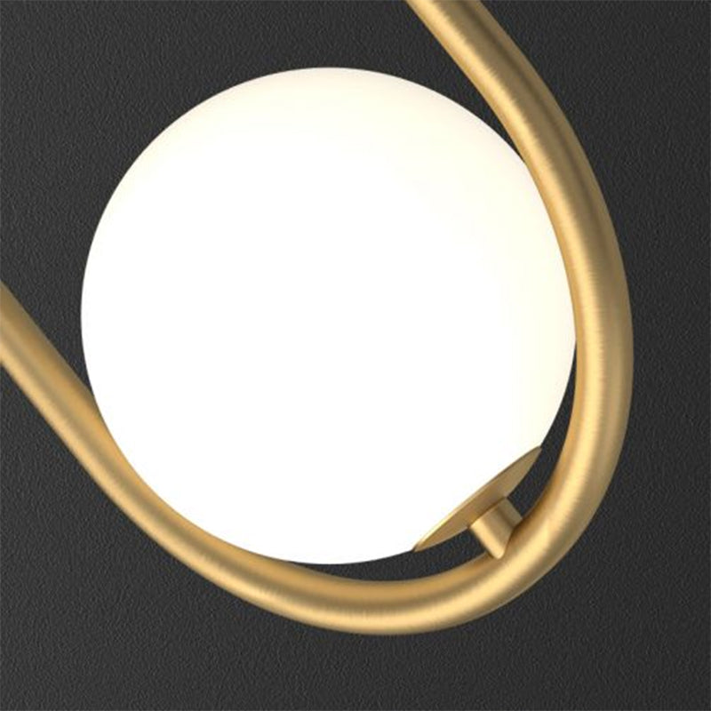 Table lamp with 2 bulbs - Gold finish with glass shade and oval frame