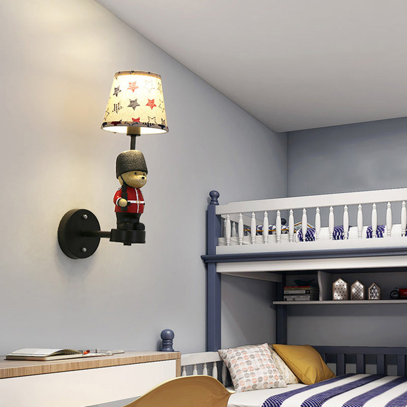 Aplique de Pared Empire Shade - Lámpara de Tela Kinderstijl en Negro con Decoración Trooper