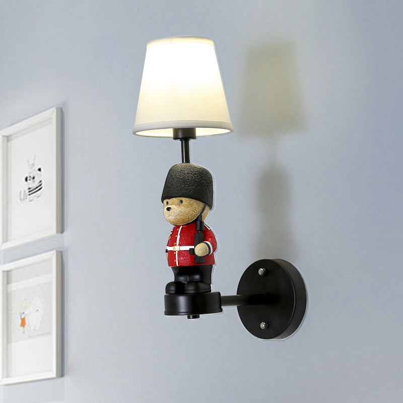 Aplique de Pared Empire Shade - Lámpara de Tela Kinderstijl en Negro con Decoración Trooper