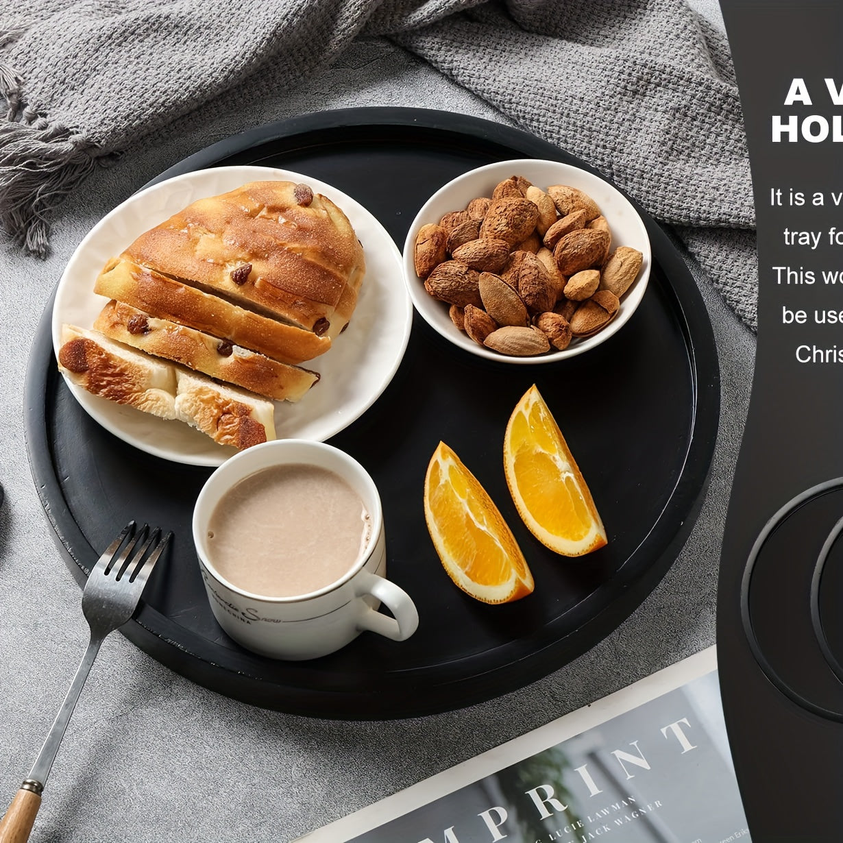 BohoTray - Vassoio Rotondo Decorativo in Legno | Per Candele, Profumi e Tavolino da Caffè