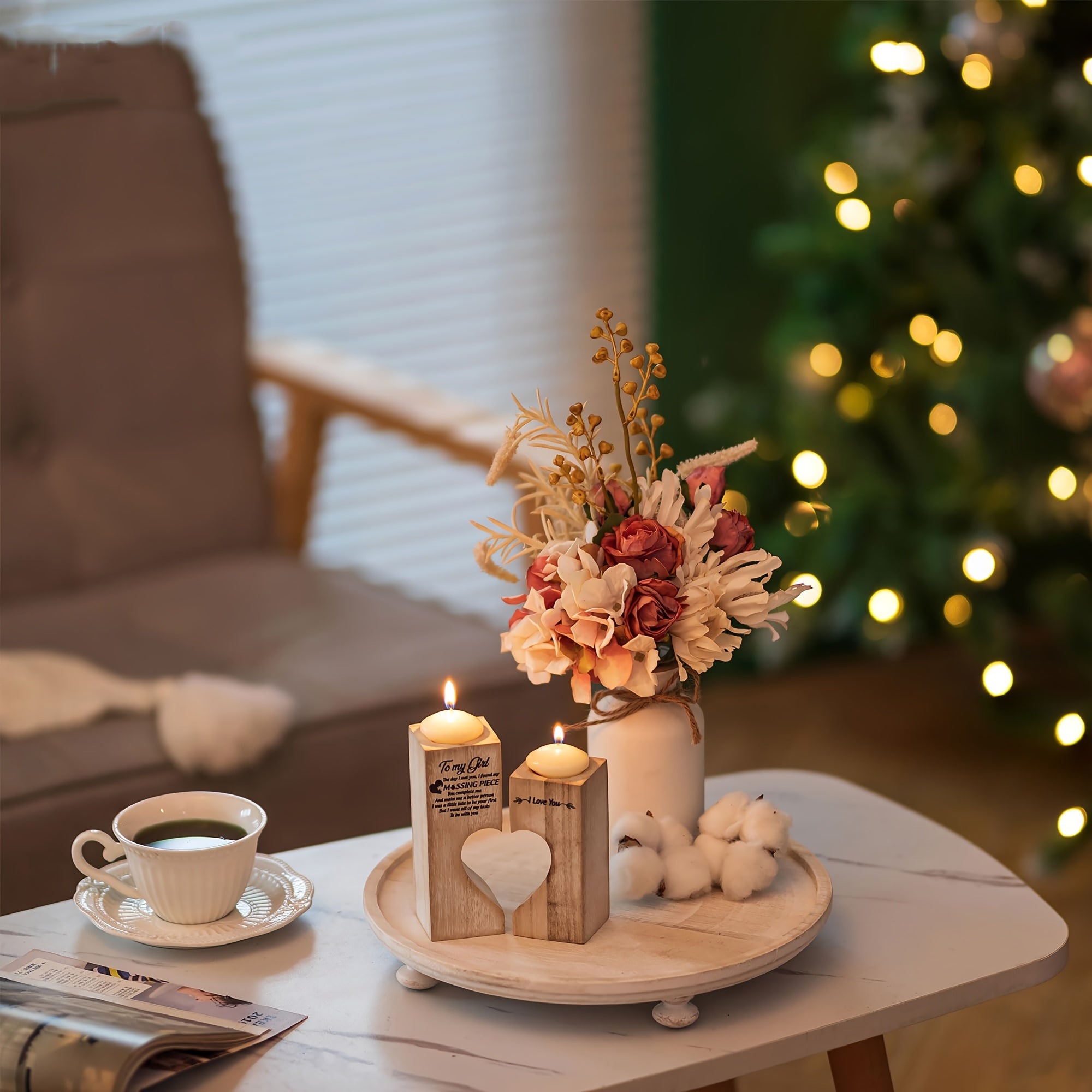 WoodBowl - Ciotola Rotonda in Legno con 4 Piedi | Per Decorazioni di Matrimonio e Natale