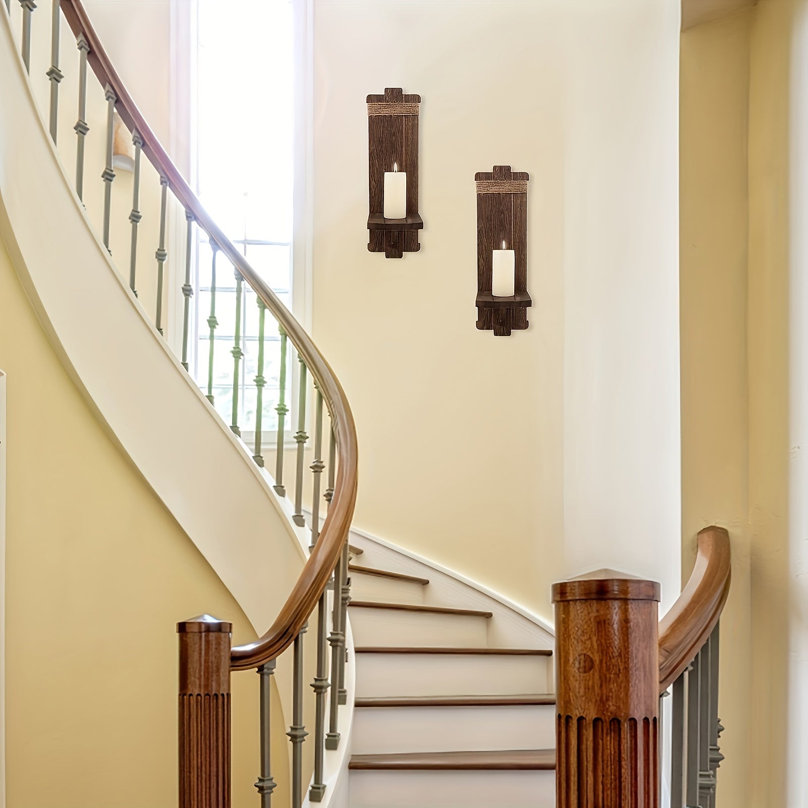 Rustieke Houten Kandelaar - Muurdecoratie