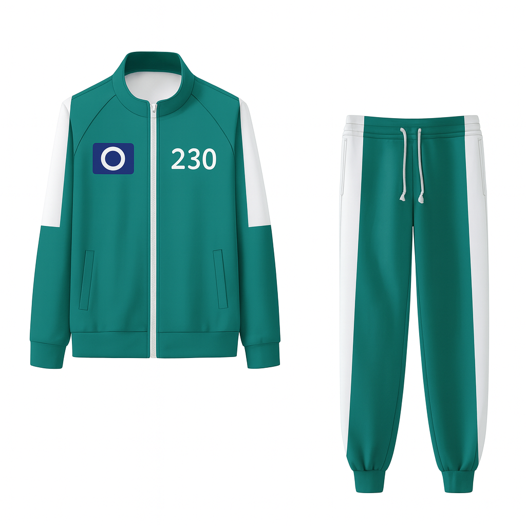Fato de Treino Unissexo Verde Design com Números Roupa Confortável