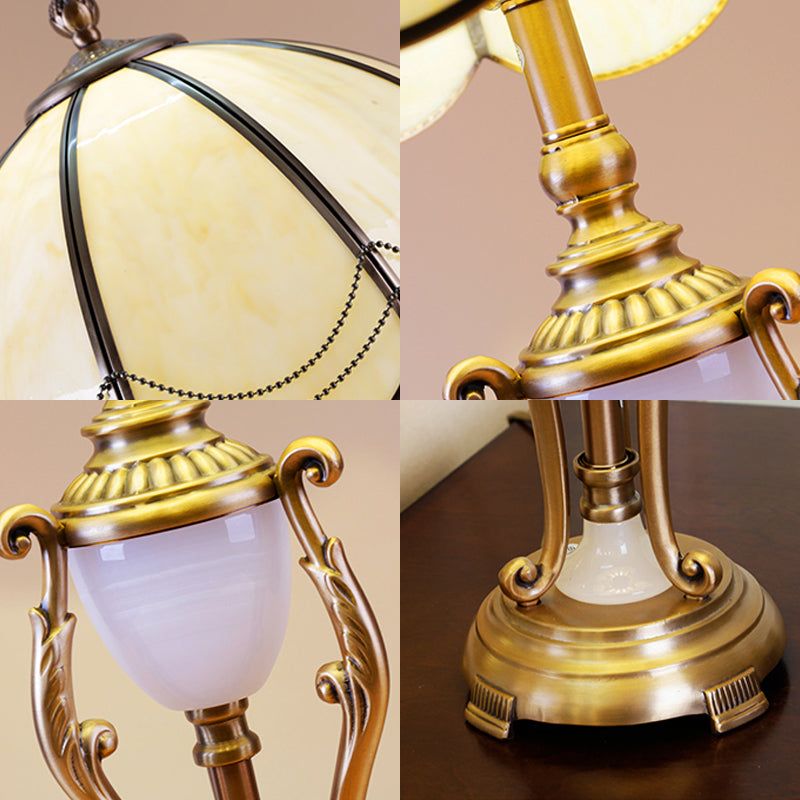 Traditional Bronze Table Lamp - Classic Design with Scalloped Lampshade