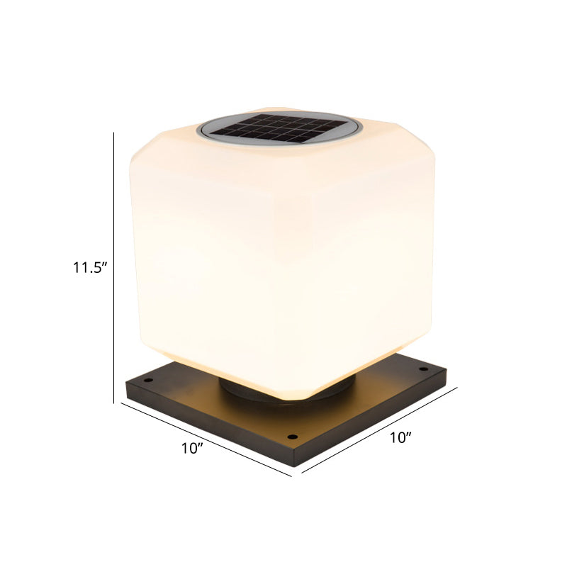 Acrylic Cube-Shaped Street Lamp - White Solar LED Post Lamp for the Garden