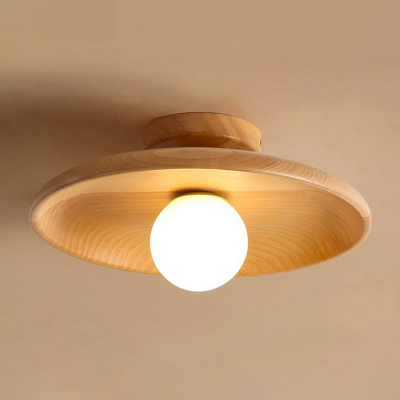 Lámpara de techo circular minimalista de madera 1 punto de luz